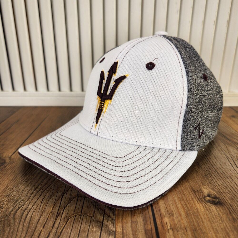 Zephyr ASU Arizona State Sun Devils Pitchfork Logo Ball Cap White Gray M/L Hat